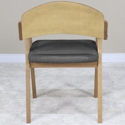 Cadeira Decorativa com Braço Pes Madeira Amendoa Vinil Nacc - 9 Cadeira Decorativa com Braço Pes Madeira Amendoa Vinil Nacc - 9