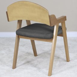 Cadeira Decorativa com Braço Pes Madeira Amendoa Vinil Nacc - 8 Cadeira Decorativa com Braço Pes Madeira Amendoa Vinil Nacc - 8