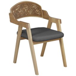 Cadeira Decorativa com Braço Pes Madeira Amendoa Vinil Nacc - 1 Cadeira Decorativa com Braço Pes Madeira Amendoa Vinil Nacc - 1