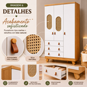 Ver imagem 3 de Guarda Roupas Pingo Quarto Bebê 3 Portas Janela com Tela - Branco com Amêndoa