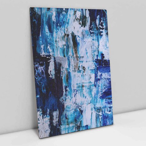 Quadro Decorativo em Canvas Abstrato Mesclado Azul TaColado Borda Infinita 120 x 80cm