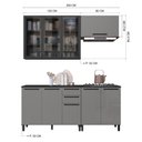 Ver imagem 3 de Armário de Cozinha Modulada Completa Mônaco 8 Portas 3 Gavetas 200cm Chumbo Titânio Fidelita Mó