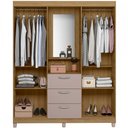 Ver imagem 3 de Guarda-roupa Solteiro Capelinha Clapton 4 Portas 3 Gavetas com Espelho Mel/cacao - Caemmun