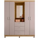 Ver imagem 2 de Guarda-roupa Solteiro Capelinha Clapton 4 Portas 3 Gavetas com Espelho Mel/cacao - Caemmun