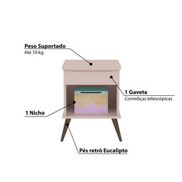 Mesa de Apoio Infantil Melinda com 1 Gaveta - Rosa - 3