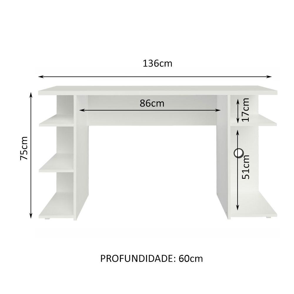 Mesa para Computador Gamer Madesa 9409 - Branco - 3