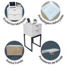 Ver imagem 4 de Kit 2 Mesas Cabeceira Industrial 30cm Branco Eco 2 Gavetas Base Metal Preto Lateral Cama