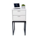 Ver imagem 5 de Kit 2 Mesas Cabeceira Industrial 30cm Branco Eco 2 Gavetas Base Metal Preto Lateral Cama