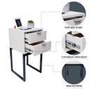 Ver imagem 3 de Kit 2 Mesas Cabeceira Industrial 30cm Branco Eco 2 Gavetas Base Metal Preto Lateral Cama