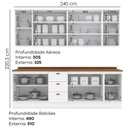 Ver imagem 4 de Cozinha Modulada 9 Pecas 240cm Ce856 Americana Henn Branco Nature