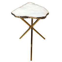 Mesa Lateral de Quartzo Branco com Bordas Banhadas - 1