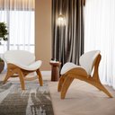 Ver imagem 2 de Kit 2 Poltronas Decorativa Orgânica Sala Living Kadosh L02 Bouclê Cru- Lyam Decor