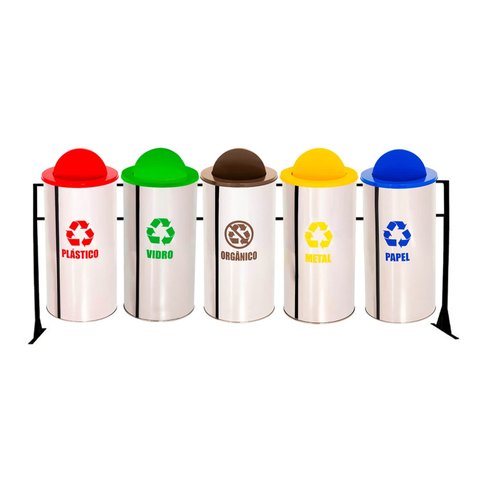 Conjunto Lixeiras Coleta Seletiva 25l 05 Peças