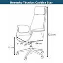 Ver imagem 6 de Cadeira Escritório Presidente Star Domann Design Composê Cinza PU Off-White Base Metal