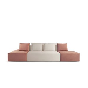 Sofá Ilha Dubai Modular 300 Cm Bouclê Off White com Rosê Persa