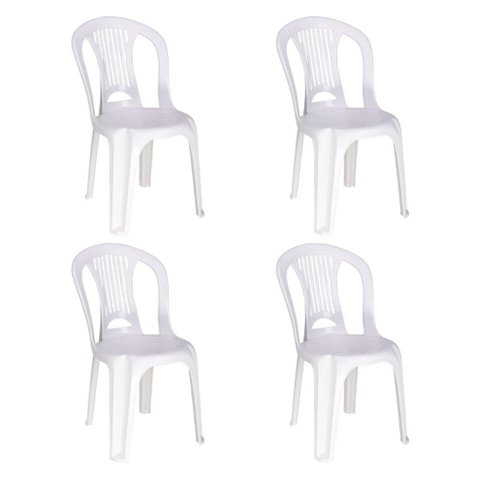 Kit 4 Cadeira Plástica Bistrô Boa Viagem Branca 154kg Tramontina
