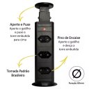 Ver imagem 3 de Torre Tomada Retrátil Multiplug Embutir Mesa Granito Preta