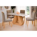 Ver imagem 1 de Conjunto: Mesa Sala Jantar Ágata C/ Tampo Madeirado C/ Vidro 130x80cm e 4 Cadeiras Clarice Nature/
