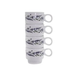 Jogo 4 Xícaras Empilhar 150ml Porcelana para Café - Lavanda - 1