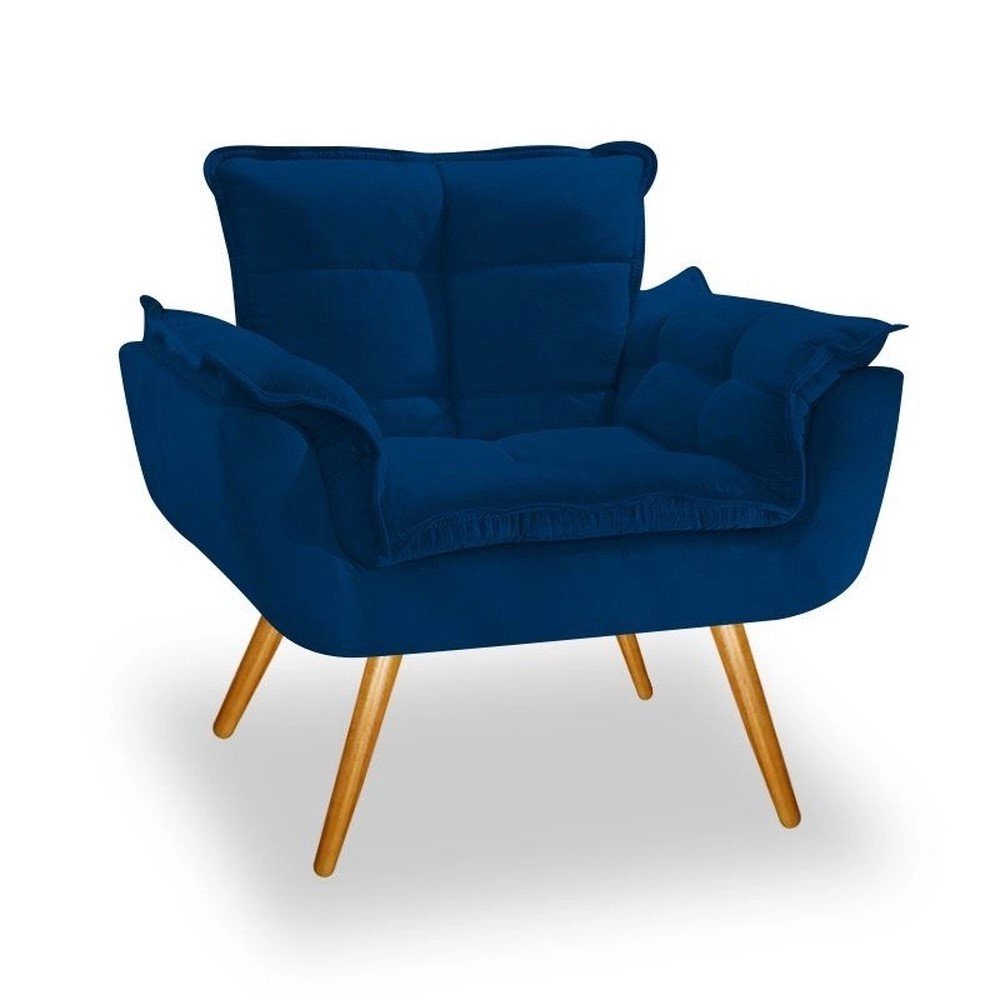 Poltrona para Sala Recepção Opala Suede Azul Marinho | MadeiraMadeira