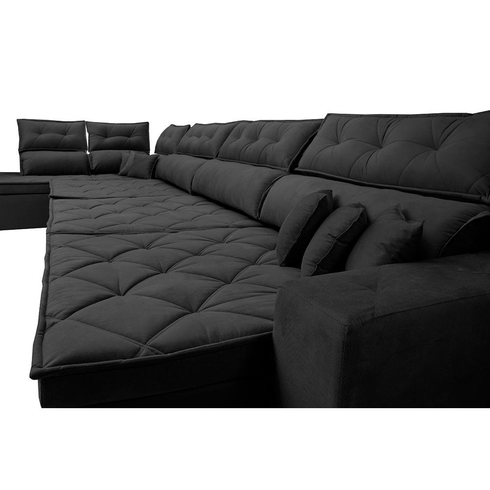 Sofá de Canto 4.80x2.36m Retrátil e Reclinável com Molas Cama inBox Platinum Esquerdo Suede - 5