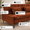 Ver imagem 4 de Sofá Cama Soraya 3 Lugares 195 cm em Chenile com Molas Ensacadas e Pés de Metal - Chenile Prime