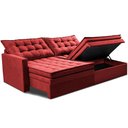 Ver mais imagens de Sofá sem Caixa Retrátil Baú 1,80m Cama Inbox Secret Suede Velusoft Vermelho