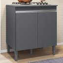 Ver imagem 2 de Balcao Com Tampo Cooktop 79 cm 2 Portas Andreia Cinza REAJL