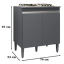 Ver imagem 3 de Balcao Com Tampo Cooktop 79 cm 2 Portas Andreia Cinza REAJL