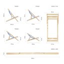 Ver imagem 2 de Espreguiçadeira Preguiçosa Dobrável sem Braço Madeira Maciça Natural com Tecido Listras Azul