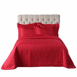 Kit Cobre Leito Dupla Face Micro Percal 200 Fios Casal com Porta Travesseiro:vermelho - 3