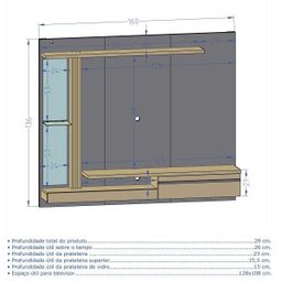 Painel para TV até 55 Polegadas LED Prateleira de Vidro Denver - 4 Painel para TV até 55 Polegadas LED Prateleira de Vidro Denver - 4