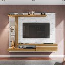 Ver imagem 1 de Painel para TV até 55 Polegadas com LED 160CMX136CM Prateleira de Vidro Denver Branco