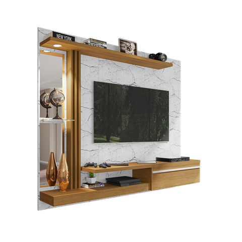 Painel para TV até 55 Polegadas com LED 160cmx136cm Prateleira de Vidro Denver