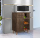 Ver imagem 1 de Balcão Cristal para Cozinha – Fruteira com Gaveta, Porta e Suporte para Micro-ondas Canela