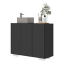Ver imagem 1 de Gabinete Banheiro 3 Portas 90Cm Multimóveis V5031 Preto/Branco Preto/Branco