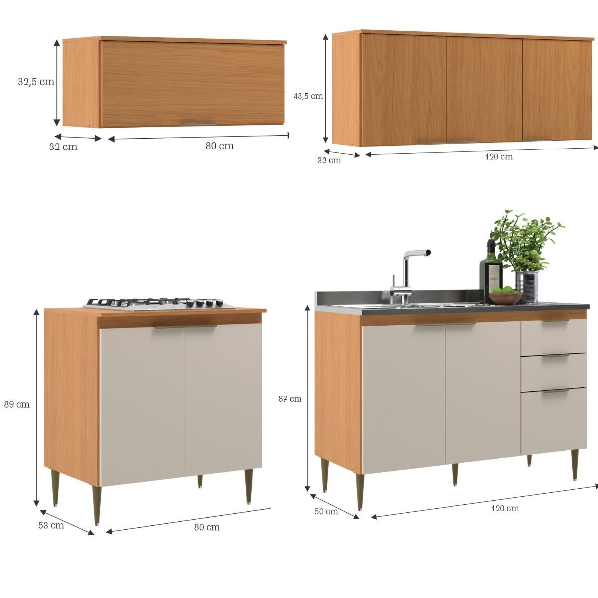 Cozinha Modulada 6 Peças 15 Portas 2 Gavetas Angelina - Angelin Off White - 7