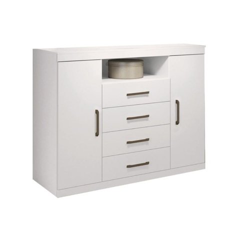 Cômoda Casal Master c/ 2 Portas 1 Nicho e 4 Gavetas Branco - Santos Andirá
