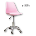 Ver imagem 2 de Cadeira Office Base Cromada Oficial com Rodízio Giratória Saarinen - Rosa - 1