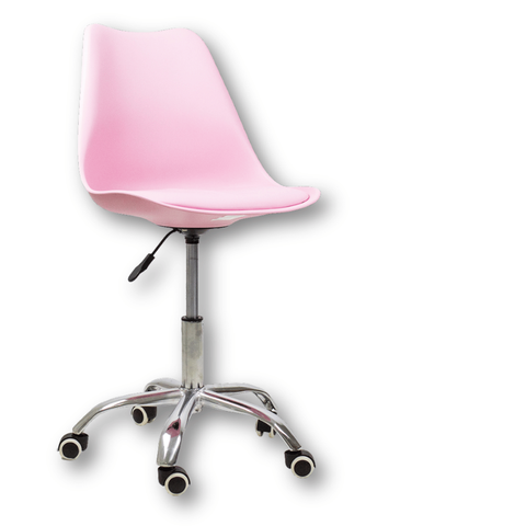 Cadeira Office Base Cromada Oficial com Rodízio Giratória Saarinen - Rosa - 1