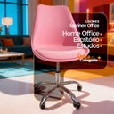 Ver imagem 3 de Cadeira Office Base Cromada Oficial com Rodízio Giratória Saarinen - Rosa - 1