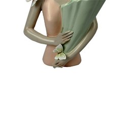 Escultura Estatueta Objeto Decorativo Mulher Em Poliresina Borboletas Rosa - 31x21,5x14,5cm - 10