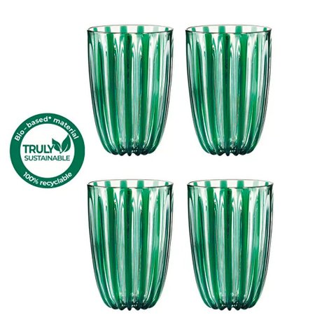 Jogo de 4 Copos em Bio Plástico Não Fóssil, 400ml - 9 X H12,8 Cm - Dolcevita - Esmeralda - Guzzini