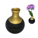 Ver imagem 1 de Vaso de Cerâmica Decorativo Colonial Vintage Preto Dourado Fort Line Vaso Cerâmico Decorativo Coloni
