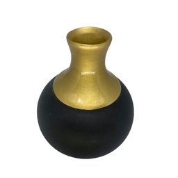 Vaso de Cerâmica Decorativo Colonial Vintage Preto Dourado Fort Line Vaso Cerâmico Decorativo Coloni - 5