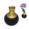 Vaso de Cerâmica Decorativo Colonial Vintage Preto Dourado Fort Line Vaso Cerâmico Decorativo Coloni - 1
