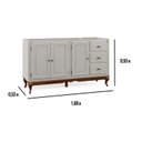 Ver imagem 4 de Balcão para Pia 3 Portas 3 Gavetas Hanover Pés Luis Xv 160 cm - Offwhite - Imbuia Glazer