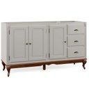 Ver imagem 1 de Balcão para Pia 3 Portas 3 Gavetas Hanover Pés Luis Xv 160 cm - Offwhite - Imbuia Glazer