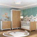 Ver imagem 2 de Quarto de Bebê Completo Berço Americano 3 em 1 Colchão Allegra Multimóveis Mp4606 Branco/
