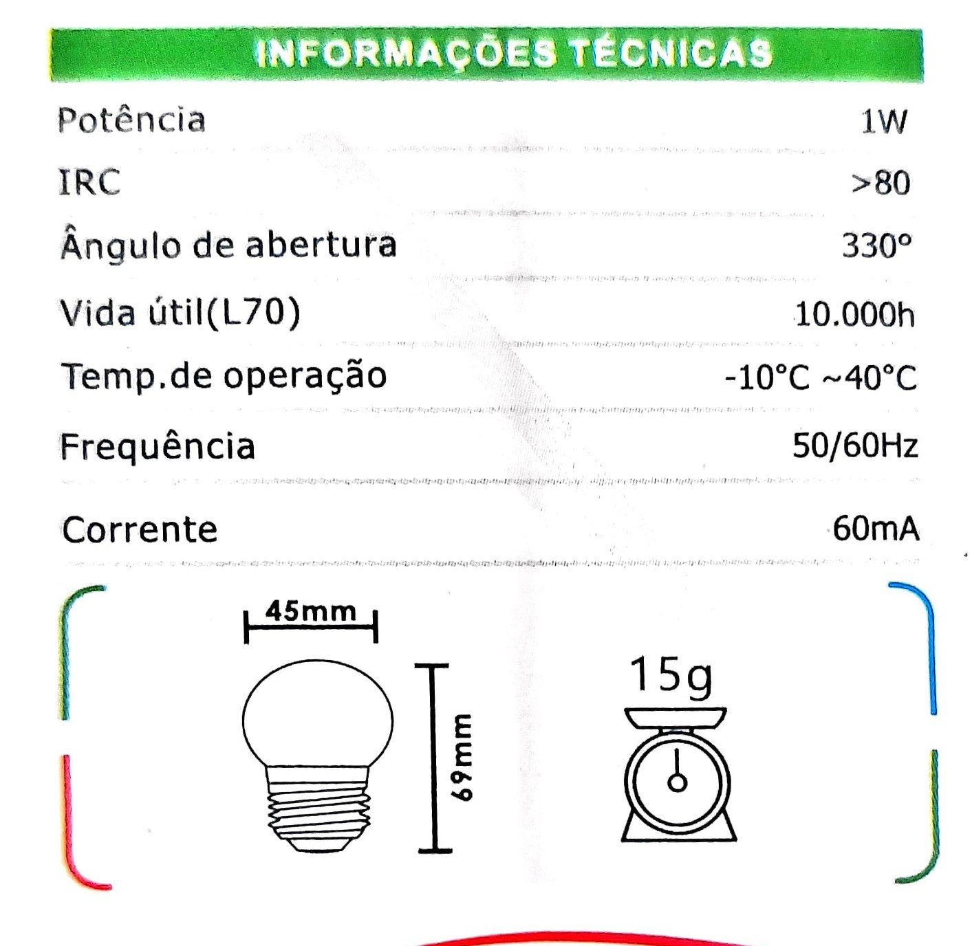 Kit 05 Lâmpadas Led Mini Bulbo Bolinhas 1w E27 110v Amarelo:110v - 7